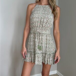 Lulus Green Floral Mini Dress